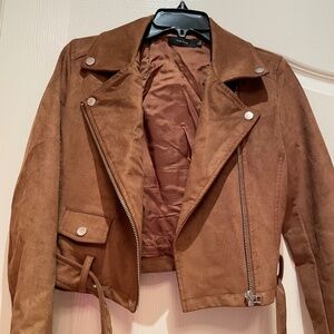Talula Faux Suede Bomber Moto Jacket